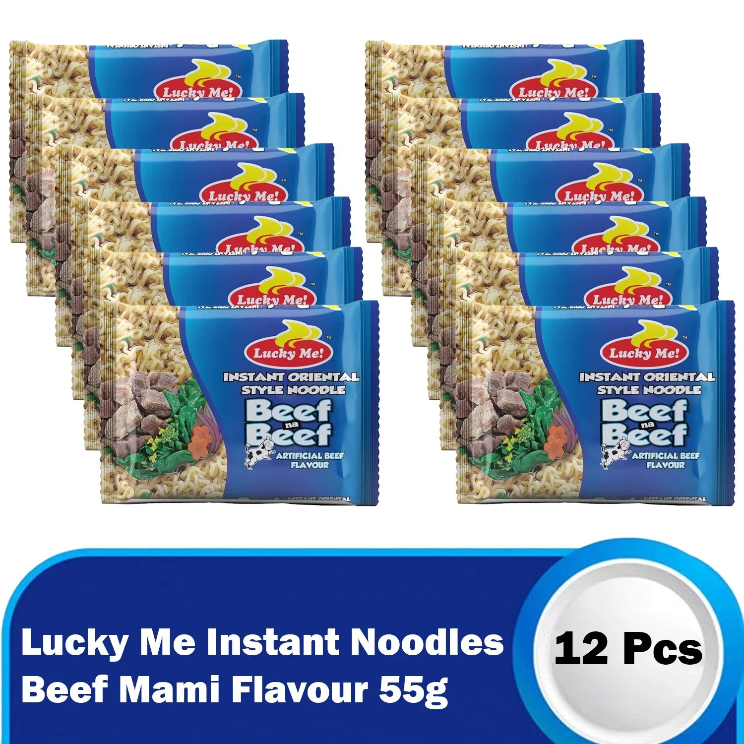 Lucky Me Instant Noodles Beef Mami Flavour 55g × 12 Pcs (Offer)
