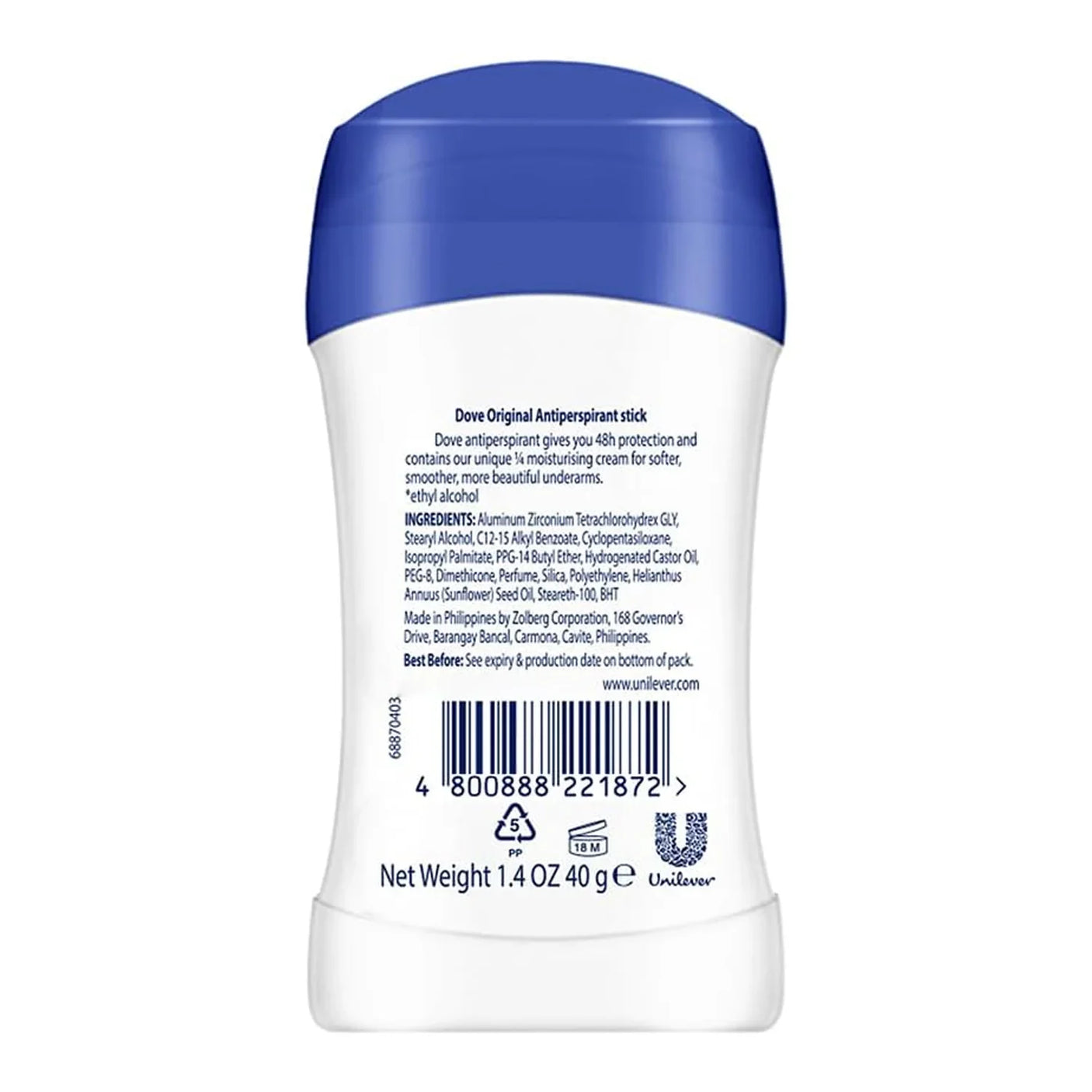 Dove Original 48H Anti-Perspirant Stick Deodorant - 40g