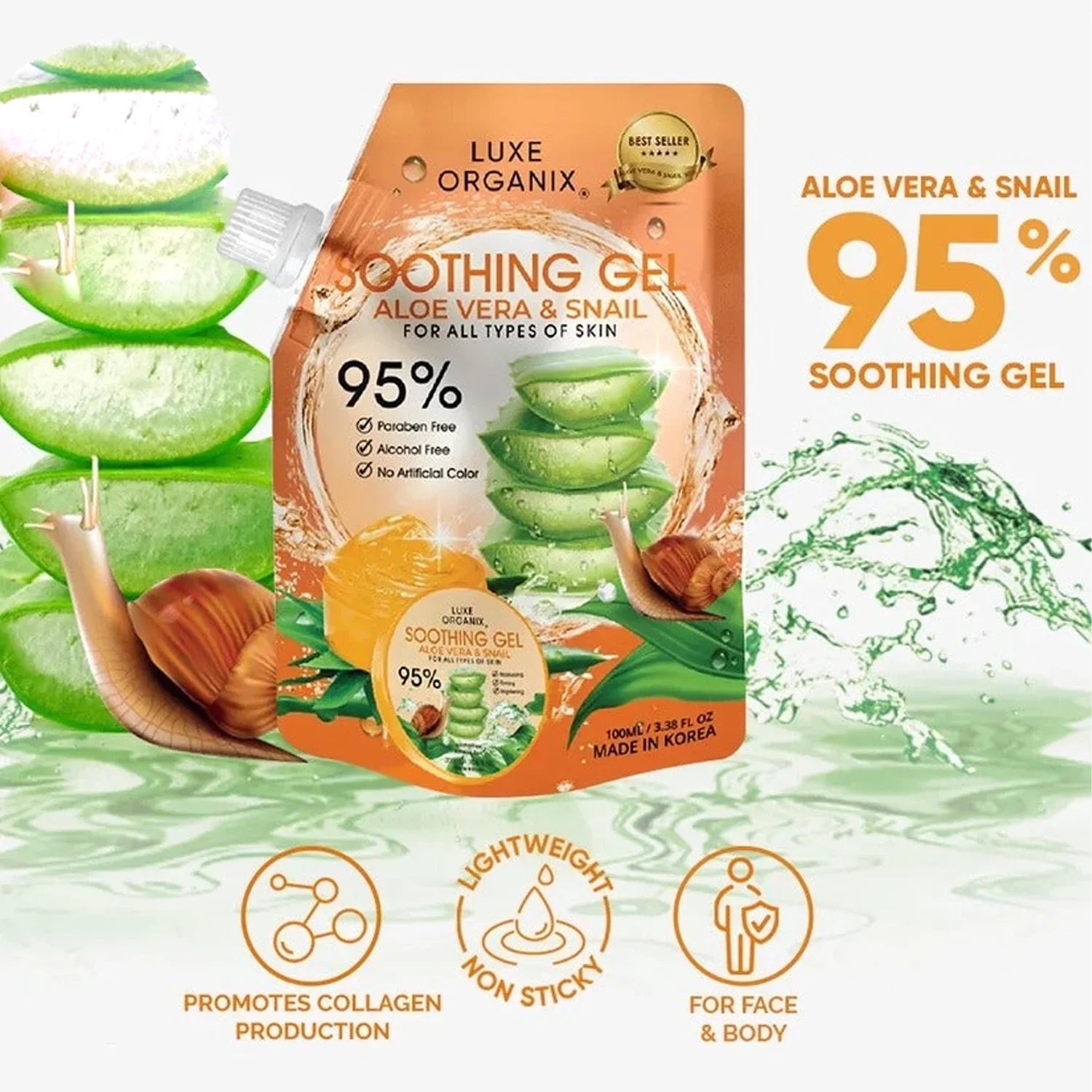 Luxe Organix Aloe Vera & Snail Soothing Gel - 100ml