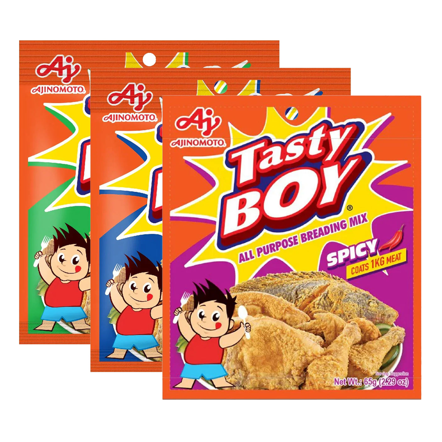 Tasty Boy All Purpose Breading Mix (Spicy, Garlic & Regular) - 65g (2+1) Offer