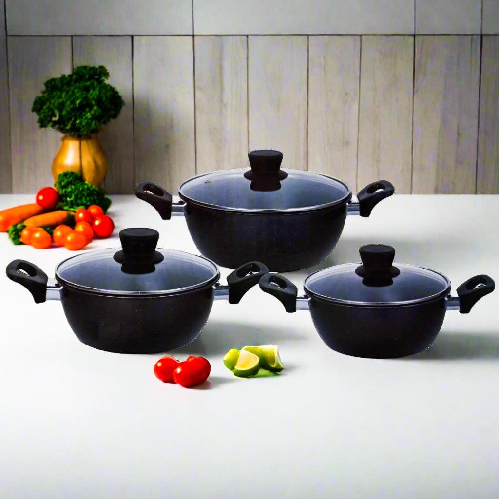 Hot Chef Granit Coating Cookware Set - 6 Pcs