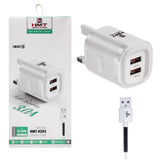 شاحن HMT Smart Chip بمنفذ USB مزدوج مع كابل Lightning HMT-H203