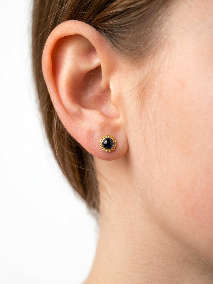 Golden Stainless Steel Stud Earings - 115