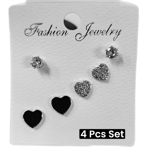3 Set Stud Earrings for Women (Silver) - Small Size - Pinoyhyper
