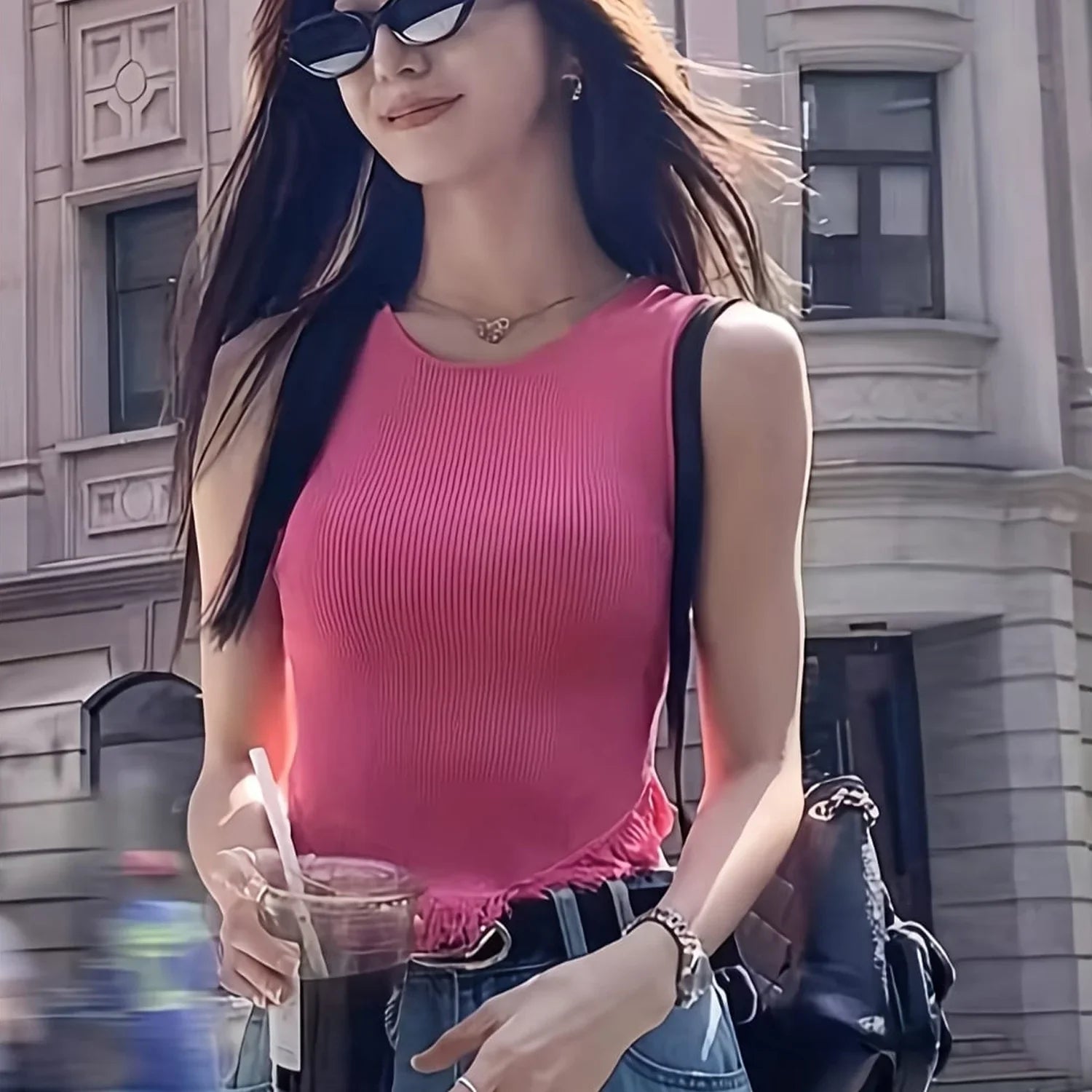 Sleeveless Korean Style Crop Top - 9085