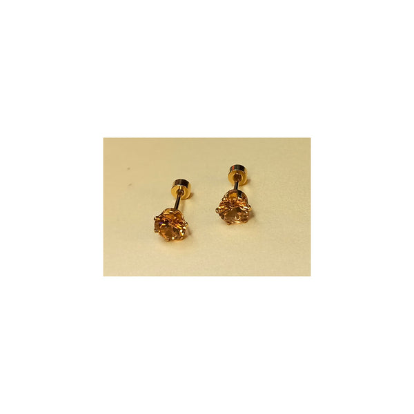 Golden Stainless Steel Stud Earings - 050