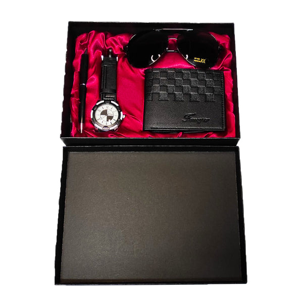 Professional Gift Set With Pen Sunglass Wallet Watch - Black