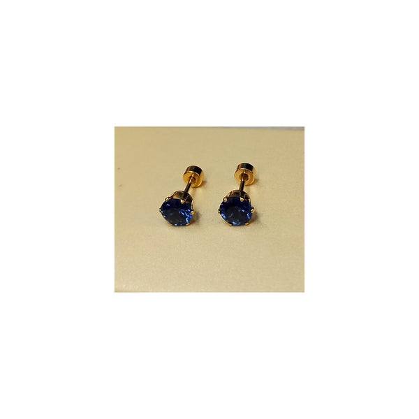 Golden Stainless Steel Stud Earings - 051