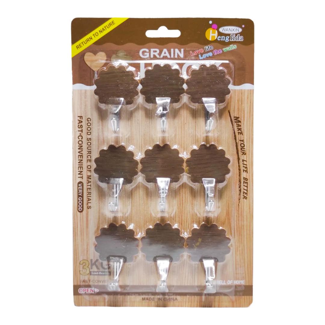 Wanxin Plastic Wooden Design Fashion Hook - 9 Pcs Set