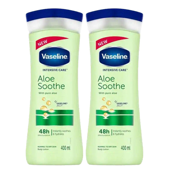 Vaseline Dry Aloe Soothe Body Lotion - 400ml × 2 Pcs