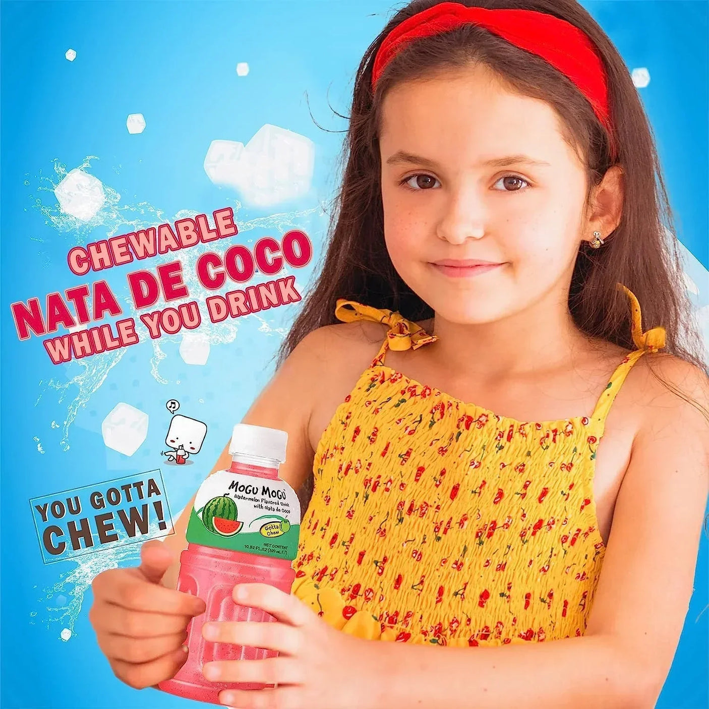 Mogu Mogu Watermelon Juice With Nata De Coco - 320ml × 6 Pcs