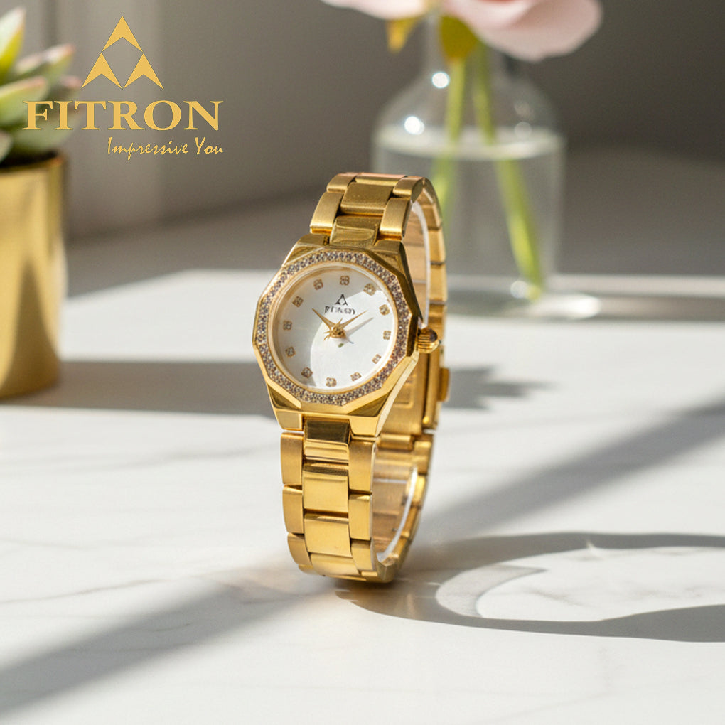 FITRON Luxury Women Wrist Watch With Diamond Design - 9900L