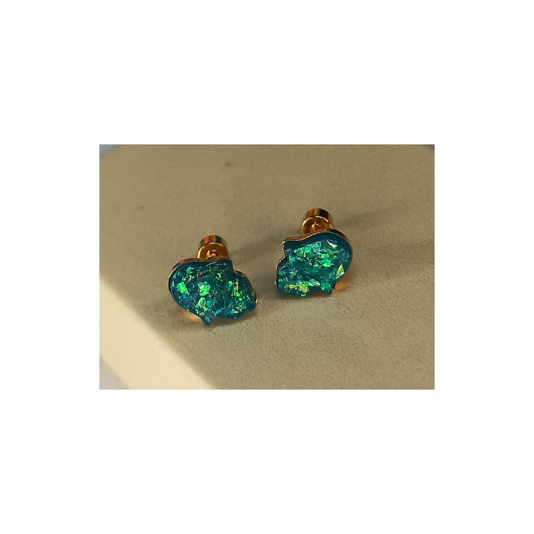 Golden Stainless Steel Stud Earings - 055