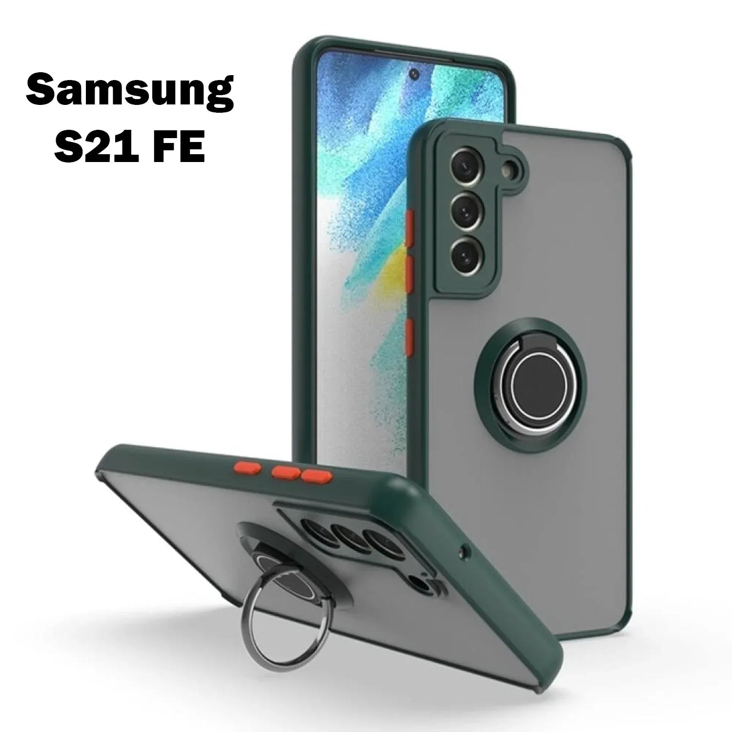 Samsung S21 FE Fashion Smoke Case With Ring Holder