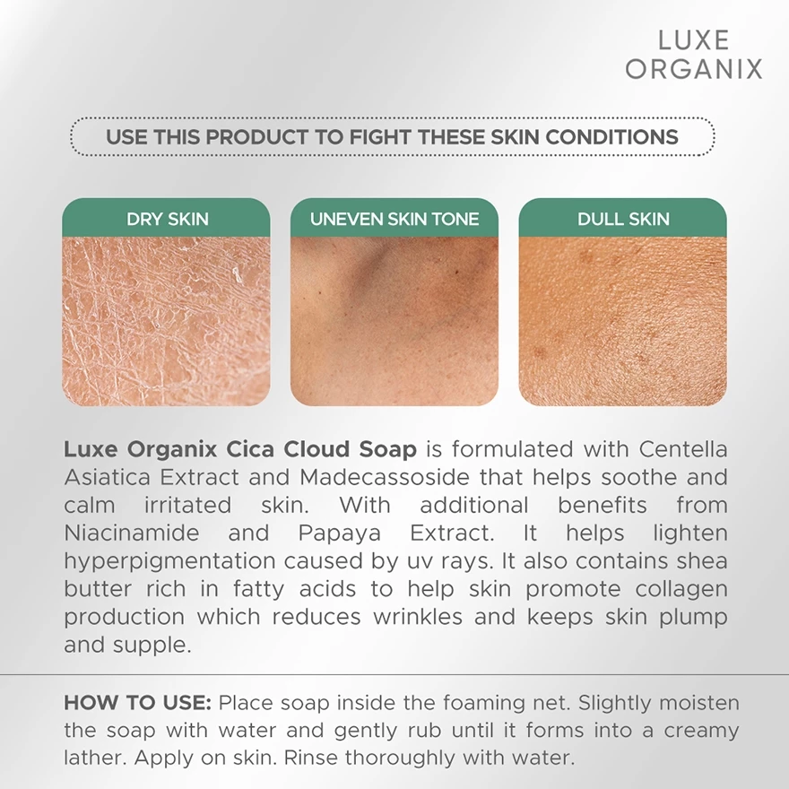 Luxe Organix Niacinamide + Centella Asiatica Cloud Soap - 180g