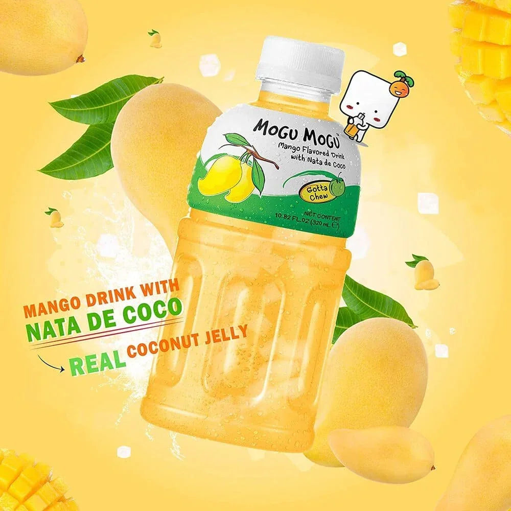 Mogu Mogu Mango Juice With Nata De Coco - 320ml × 6 Pcs