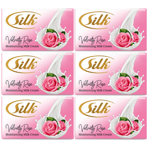 Silk Velvety Rose Moisturizing Milk Cream Soap - 120g x 6 Pcs