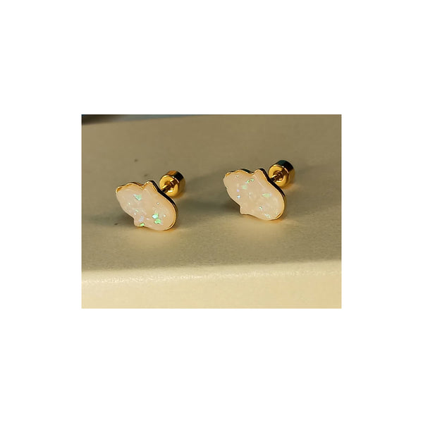 Golden Stainless Steel Stud Earings - 058