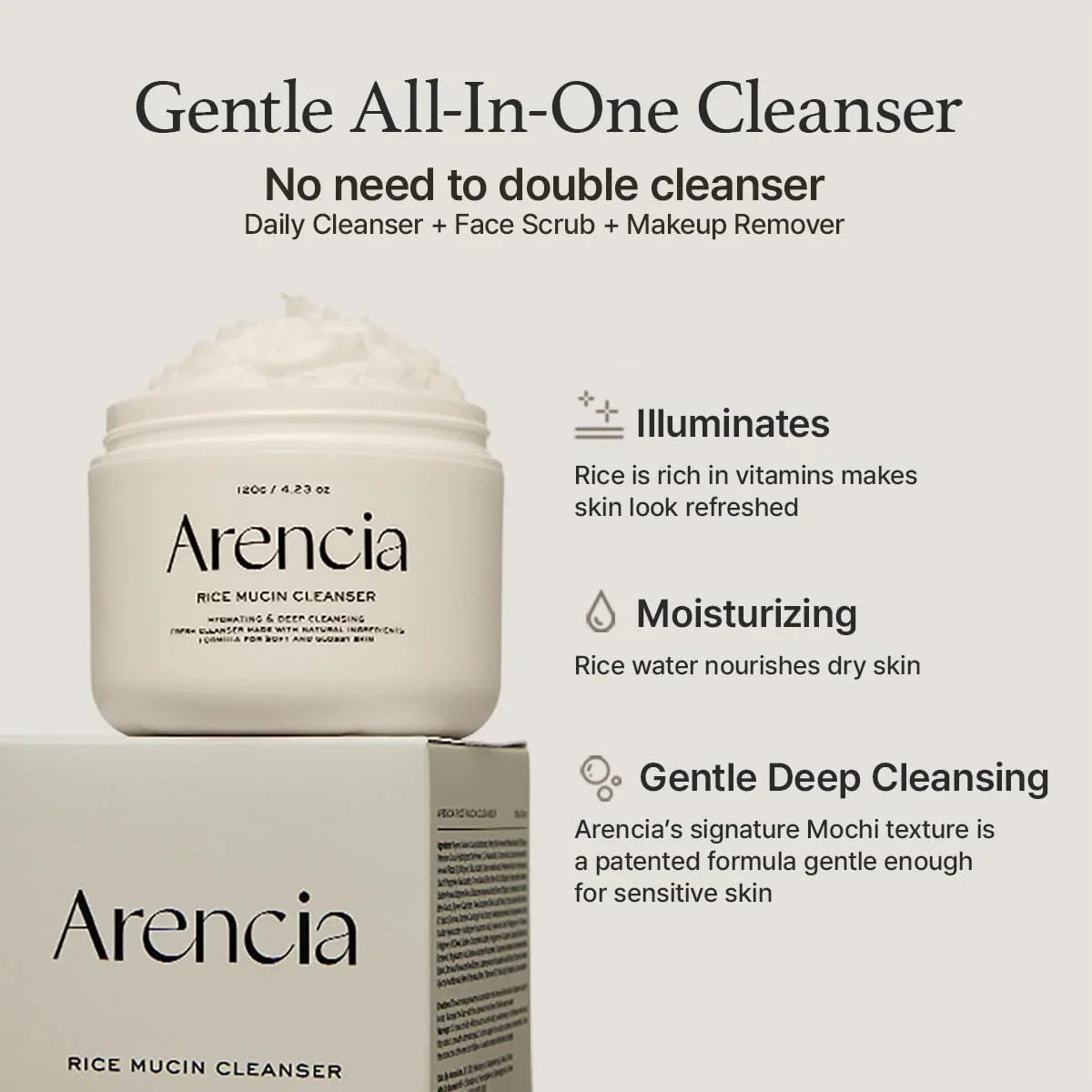 Arencia Rice Mucin Cleanser - 120g