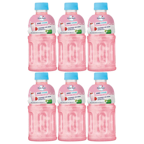 Mogu Mogu Zero Sugar Strawberry & Cream With Nata De Coco - 320ml × 6 Pcs