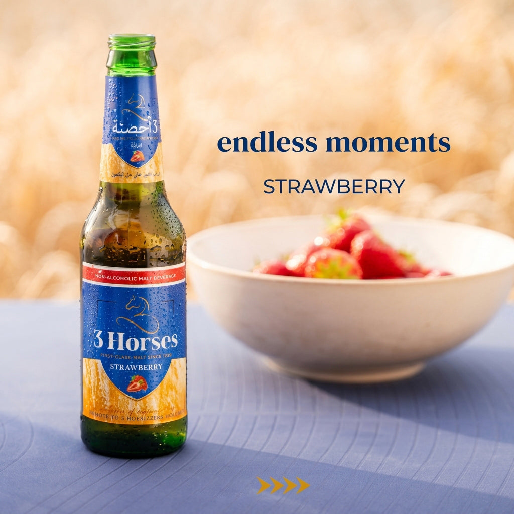 Three Horses First Class Malt Beverage Strawberry - 330ml