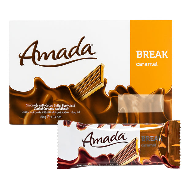 Amada Break Caramel Coated Chocolate Biscuit - 20g  x 24 Pcs