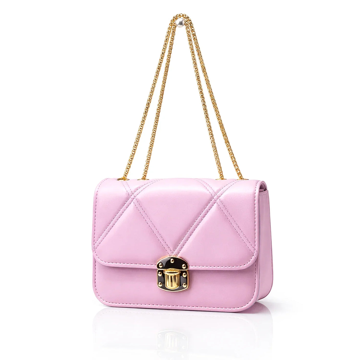 Women's Quilted Crossbody Bag with Gold Chain Strap - B102
