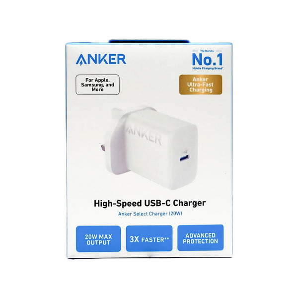 شاحن Anker الأصلي عالي السرعة USB-C بقوة 20 وات