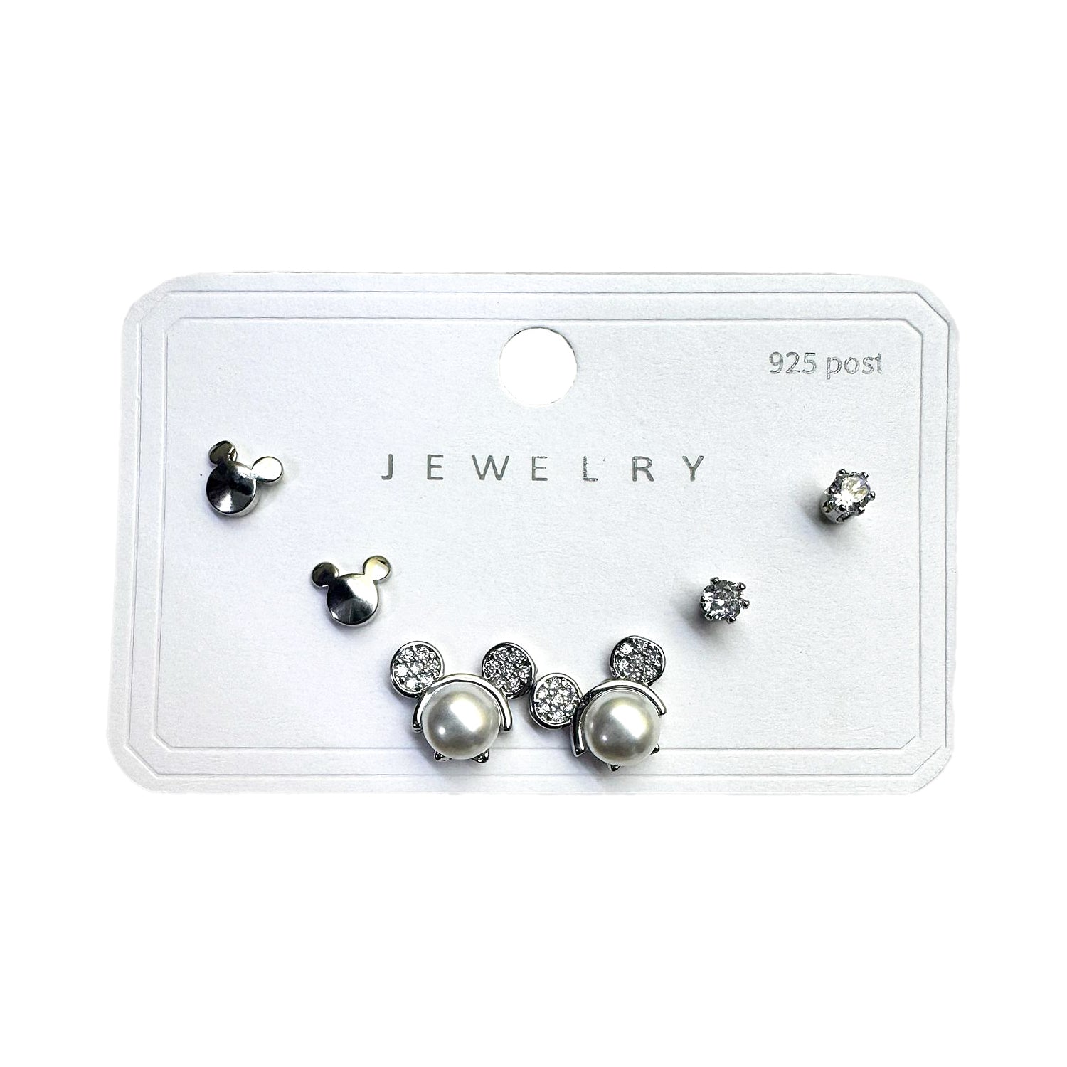 Korean Style Silver Stainless Steel Stud Earrings 3 Pairs - 134