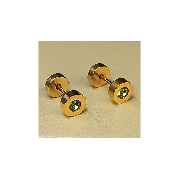 Golden Stainless Steel Stud Earings - 023