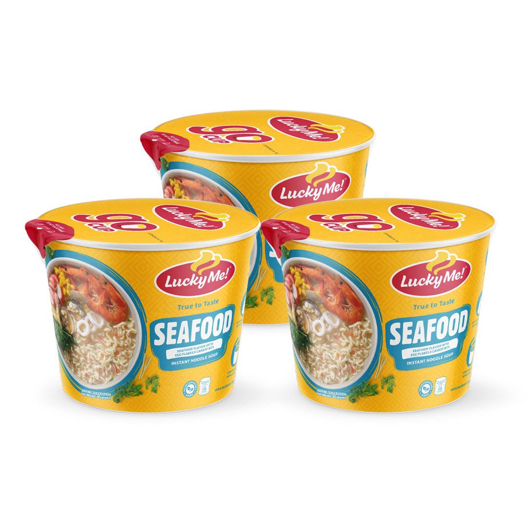 Lucky Me Go Cup Instant Noodle Soup Seafood - 40g (2+1) Offer