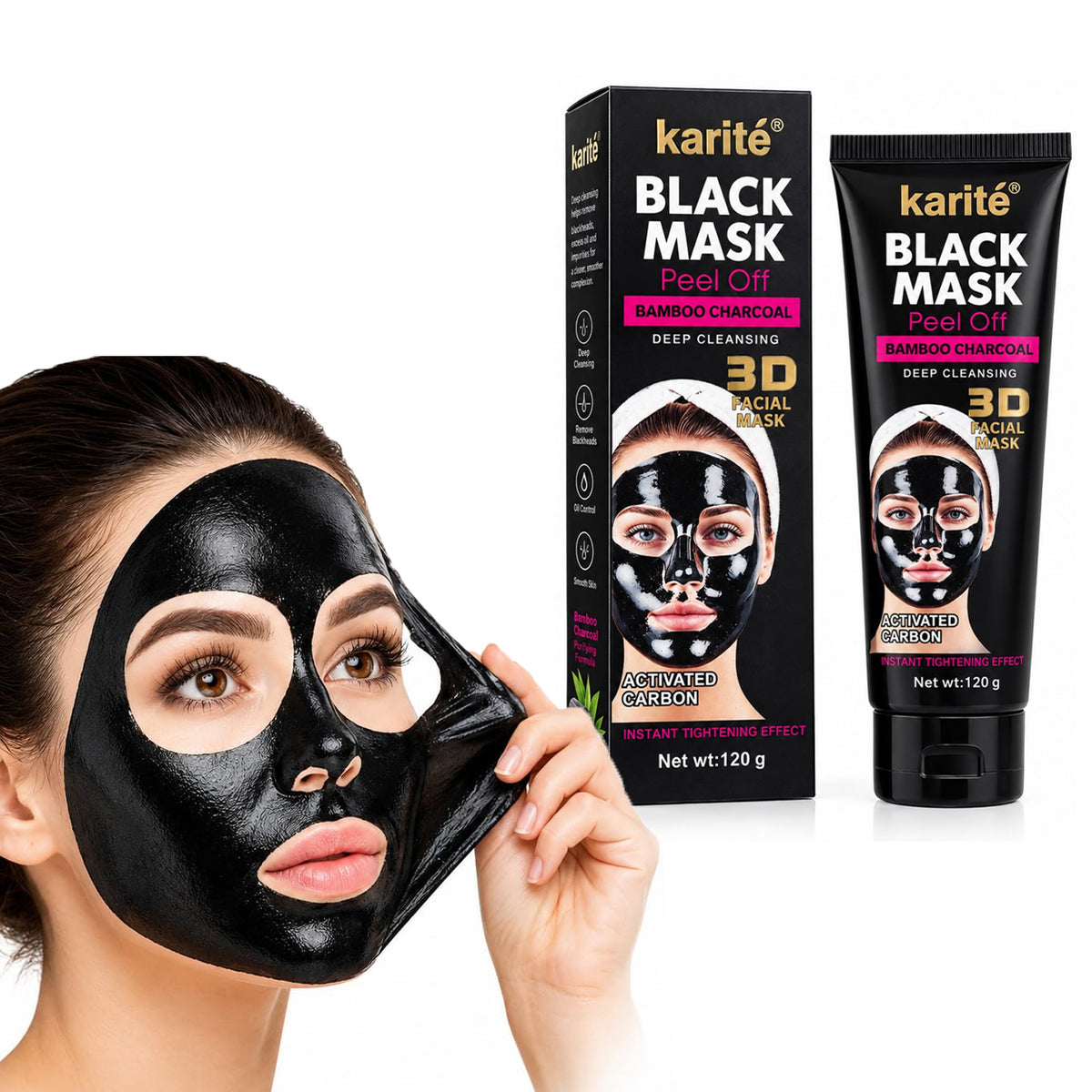 Karite Bamboo Charcoal Black Peel-Off Mask – 120g