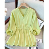 Women's V Neck Casual Fashion Top - 013