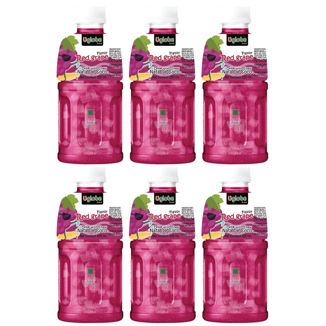 Uglobe Red Grape Juice Drink With Chew Nata De Coco - 320ml X 6 Pcs
