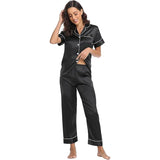 Women's Korean Fashion Silk Pajamas 2 Pcs Set - E8089