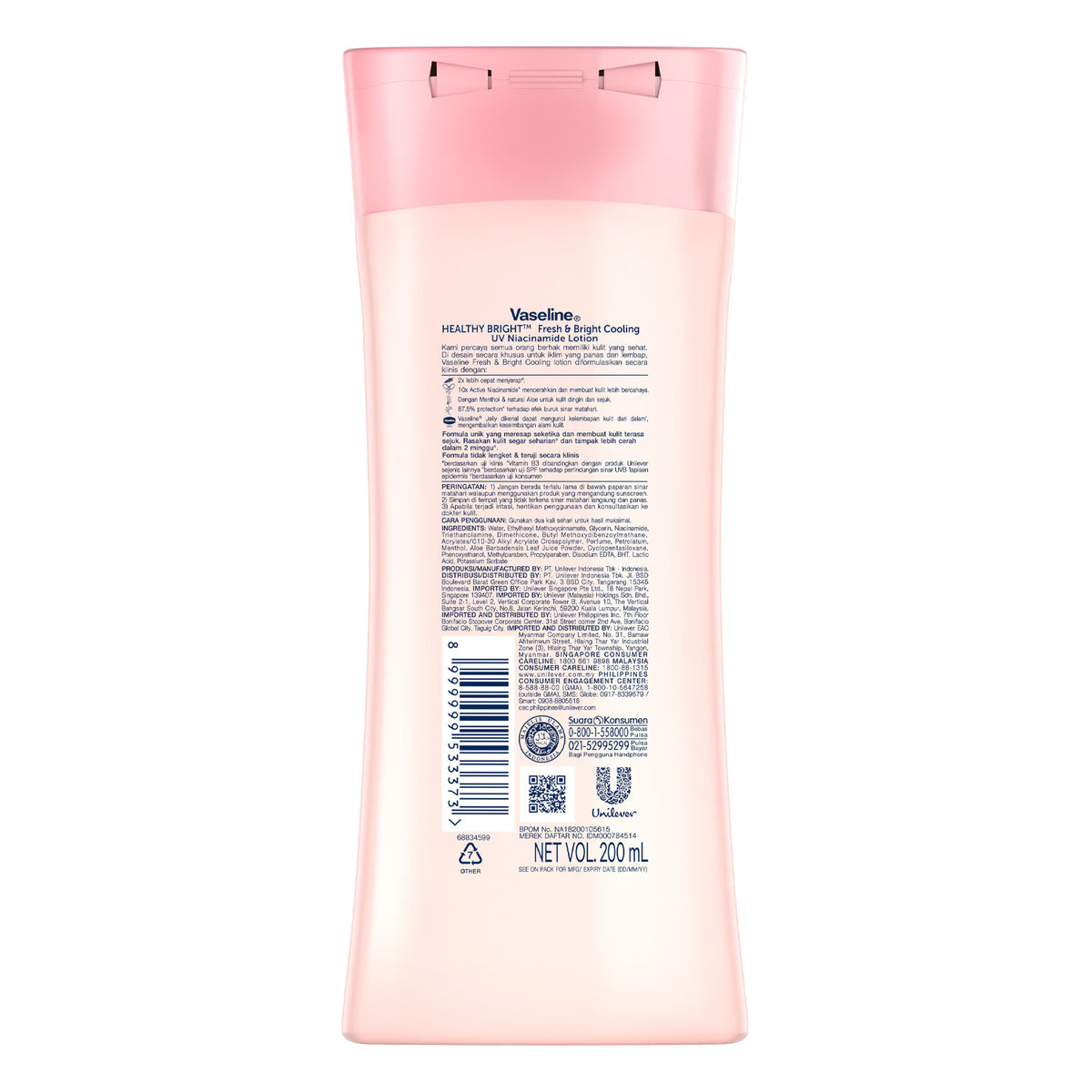 Vaseline Fresh & Bright Cooling UV Niacinamide Lotion - 200ml