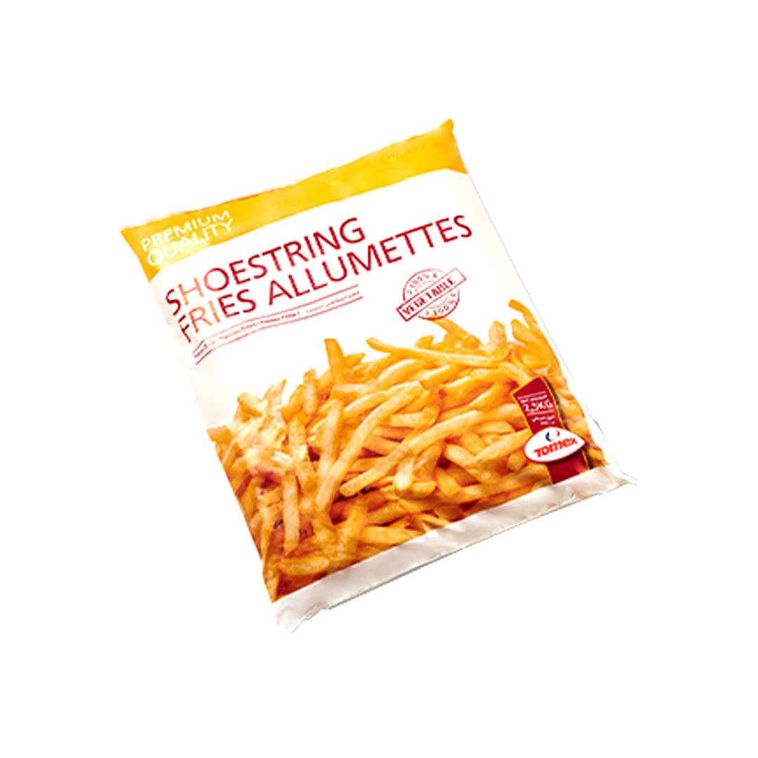 Tomex Premium Quality Unsalted Shoestring Potato French Fries - 2.5KG (Frozen)