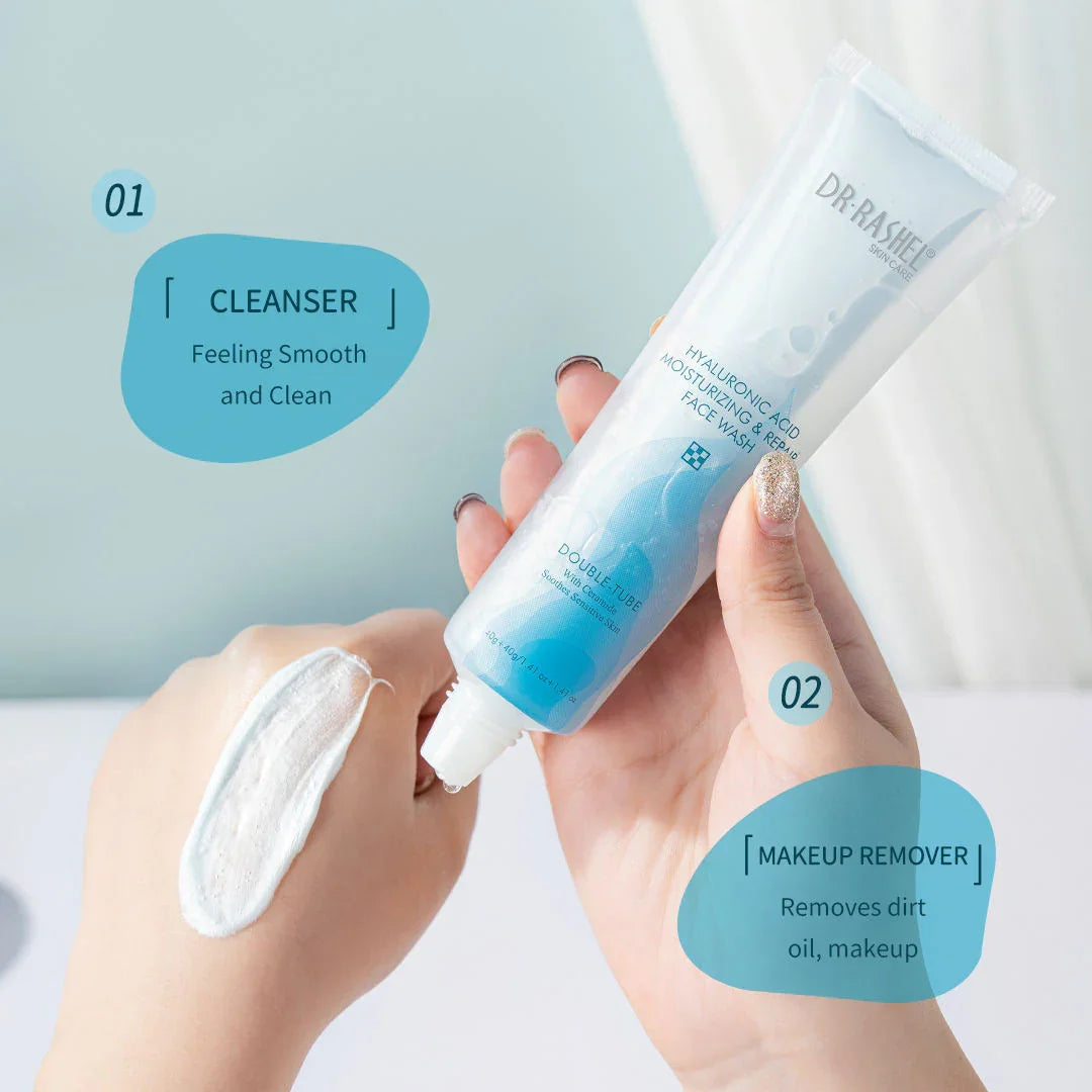Dr.Rashel Double Tube Hyaluronic Acid Moisturising Face Wash - 40g+40g