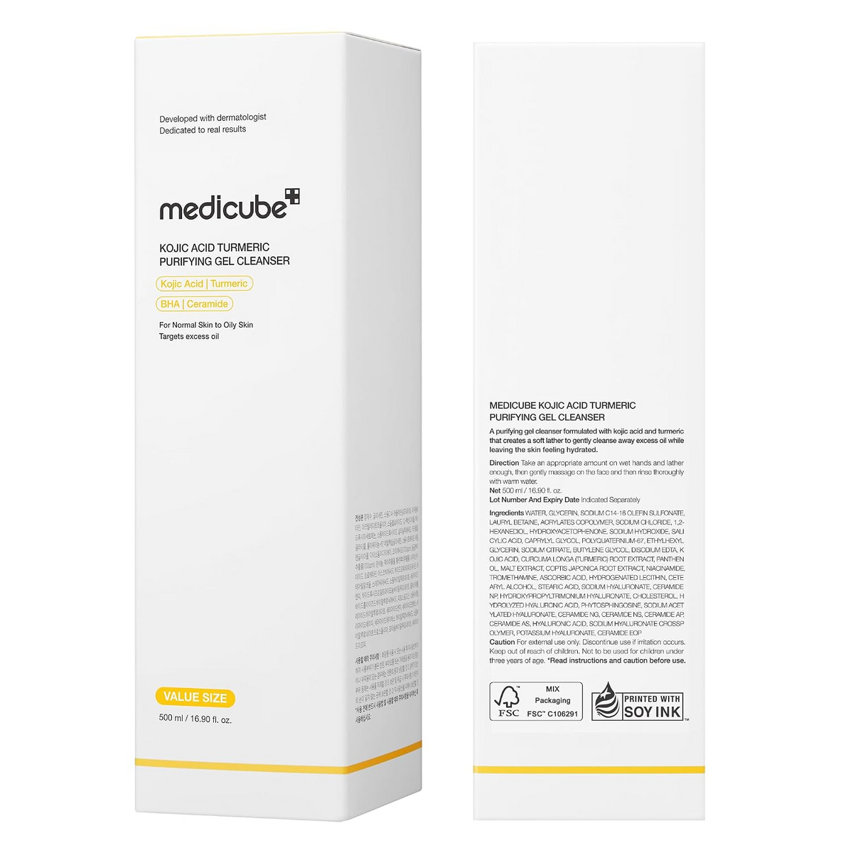 Medicube Kojic Acid Turmeric Purifying Gel Cleanser - 500ml