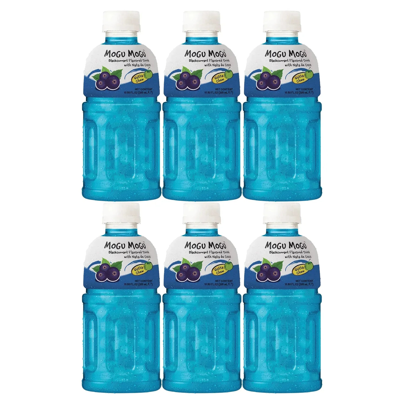 Mogu Mogu Blackcurrant Flavored Drink With Nata De Coco - 320ml × 6 Pcs