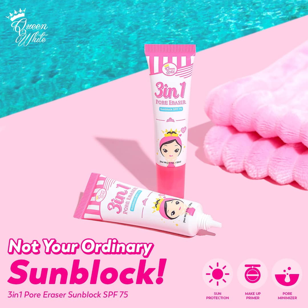 Queen White 3 in 1 Pore Eraser Sunblock Gel SPF75 - 20ml