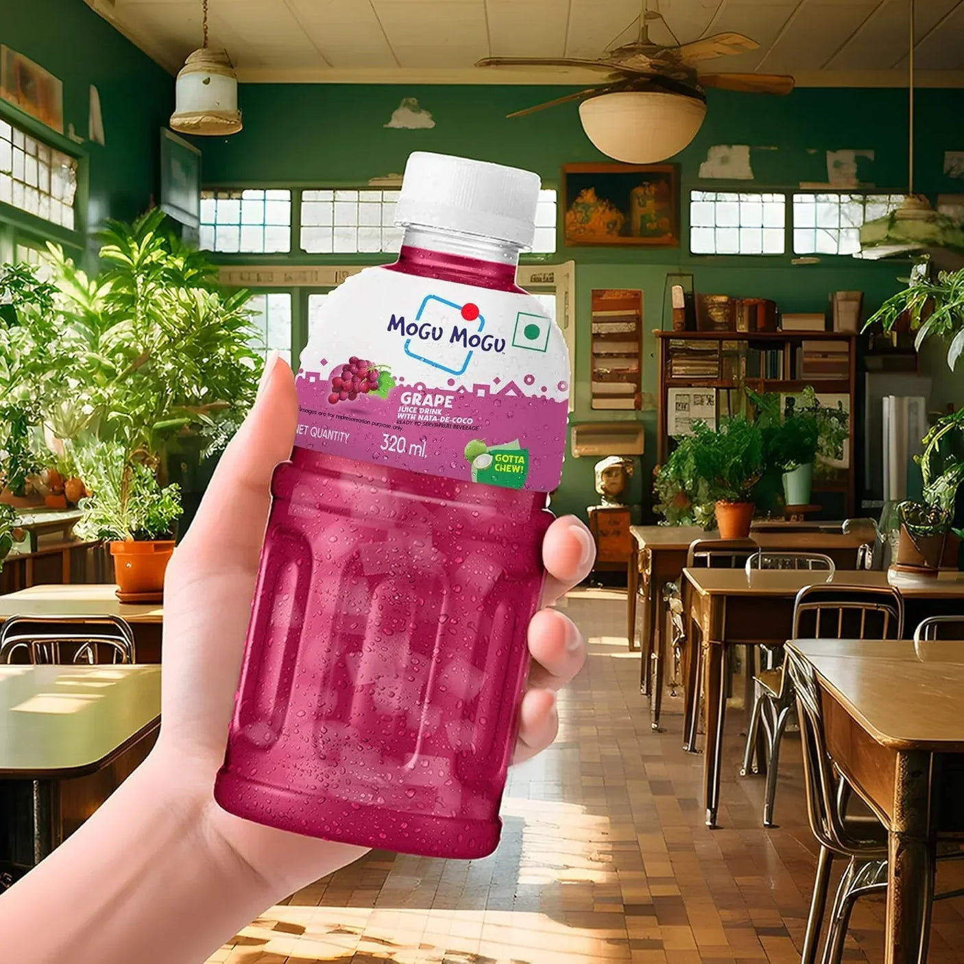 Mogu Mogu Grape Juice with Nata de Coco - 320ml × 6 Pcs