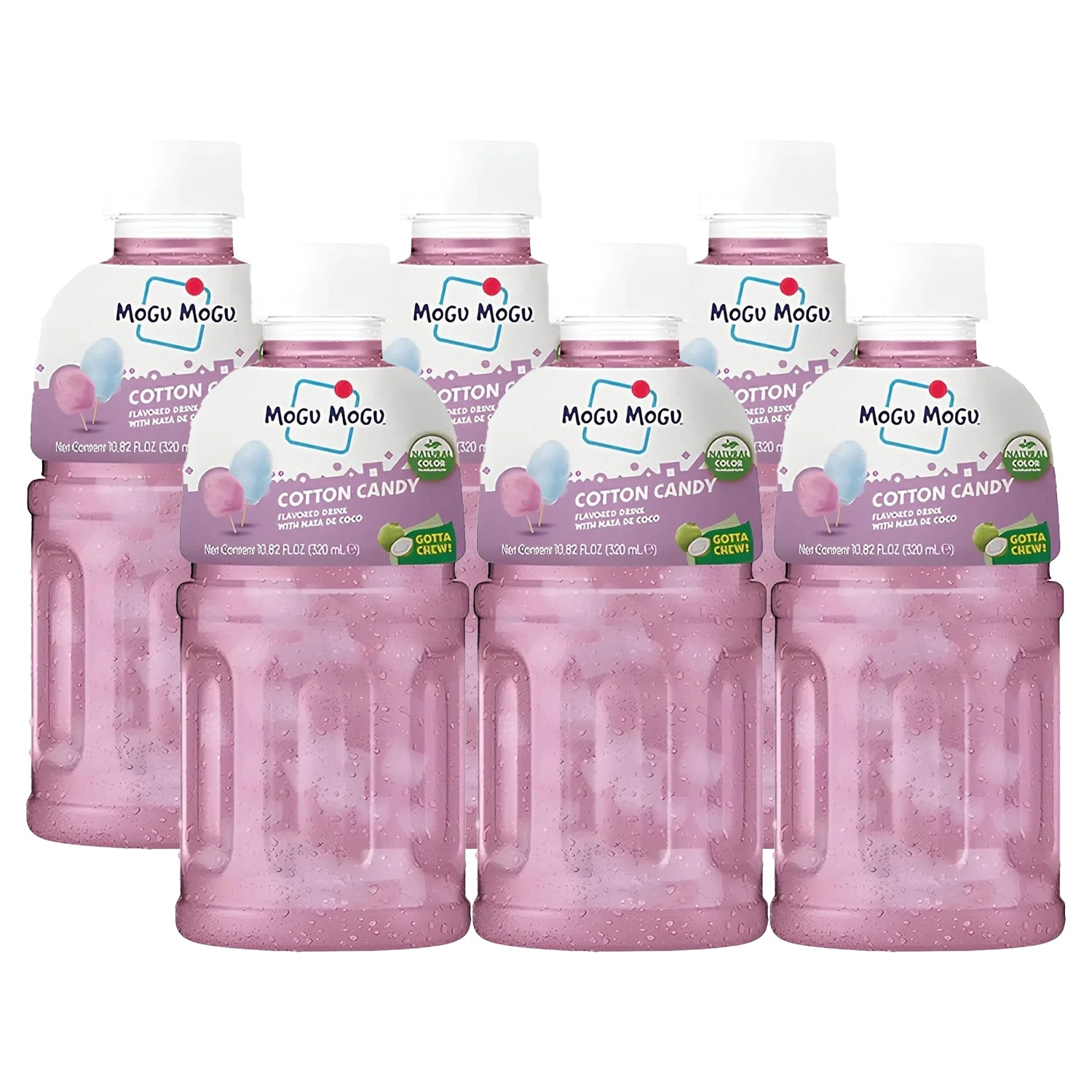 Mogu Mogu Cotton Candy Flavored Drink With Nata De Coco - 320ml × 6 Pcs