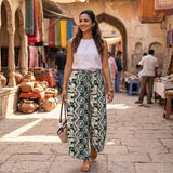 Women's Elephant Print Wide Leg Palazzo Pants - YH815#