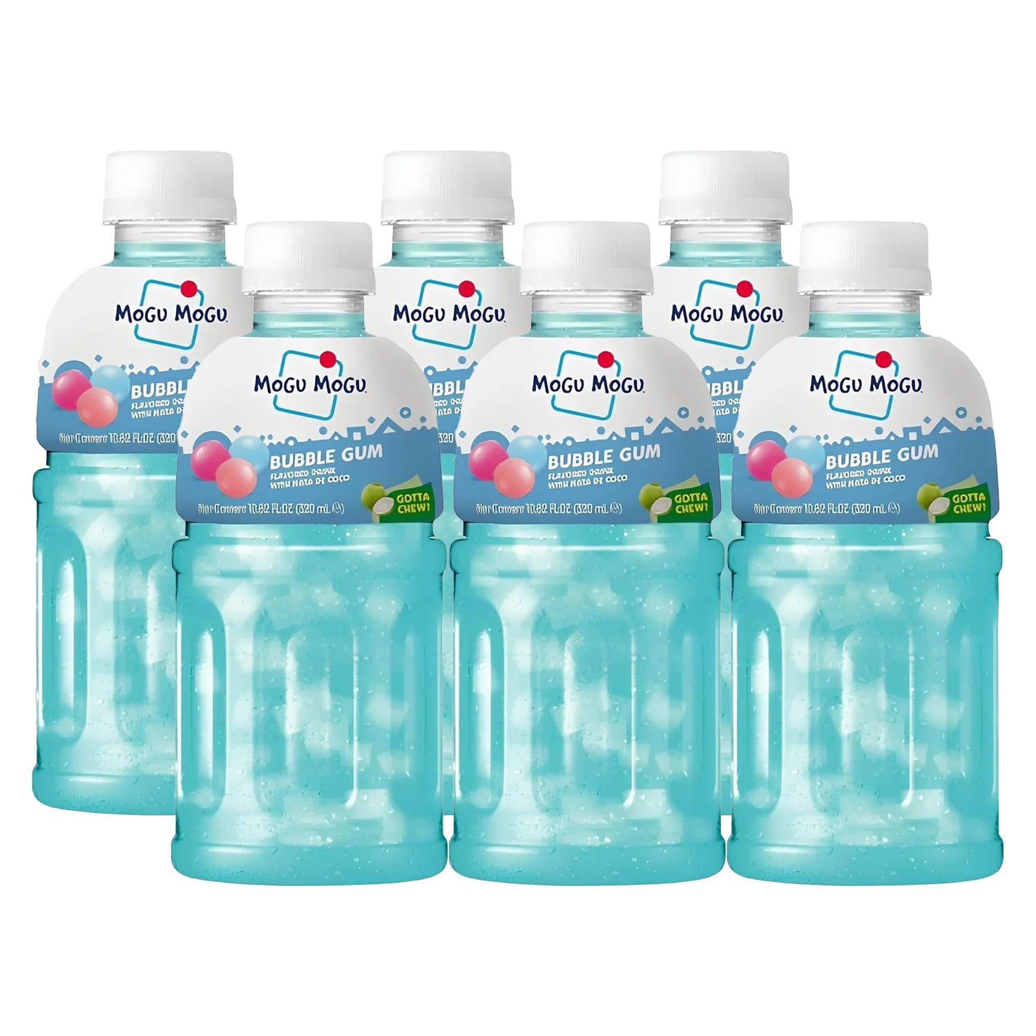 Mogu Mogu Bubble Gum Flavored Drink With Nata De Coco - 320ml × 6 Pcs