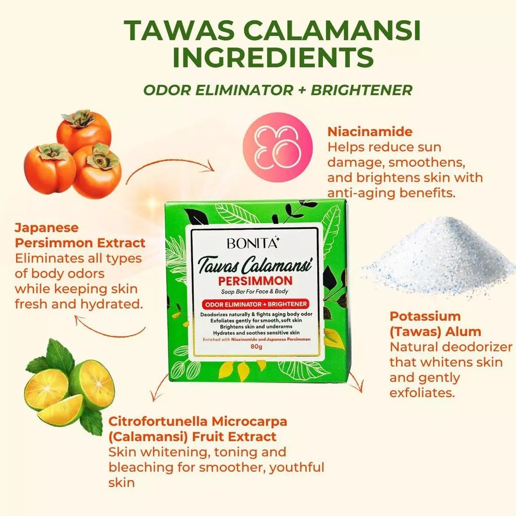 Bonita Tawas Calamansi Persimmon Soap - 80g
