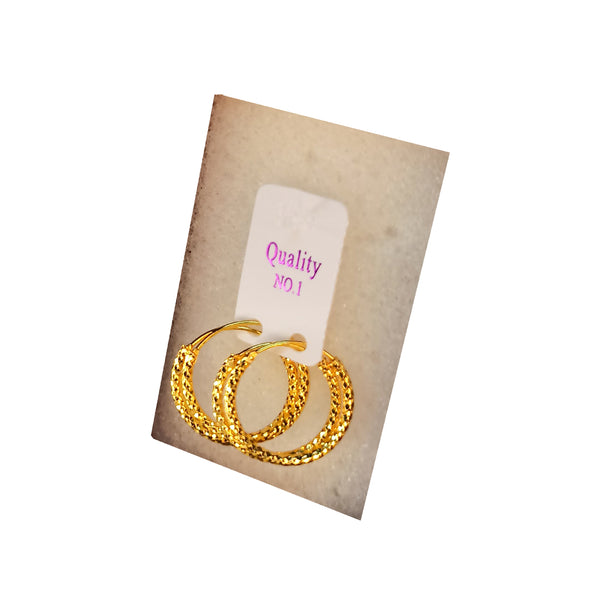 Golden Stainless Steel Stud Earings Dual Set - 068