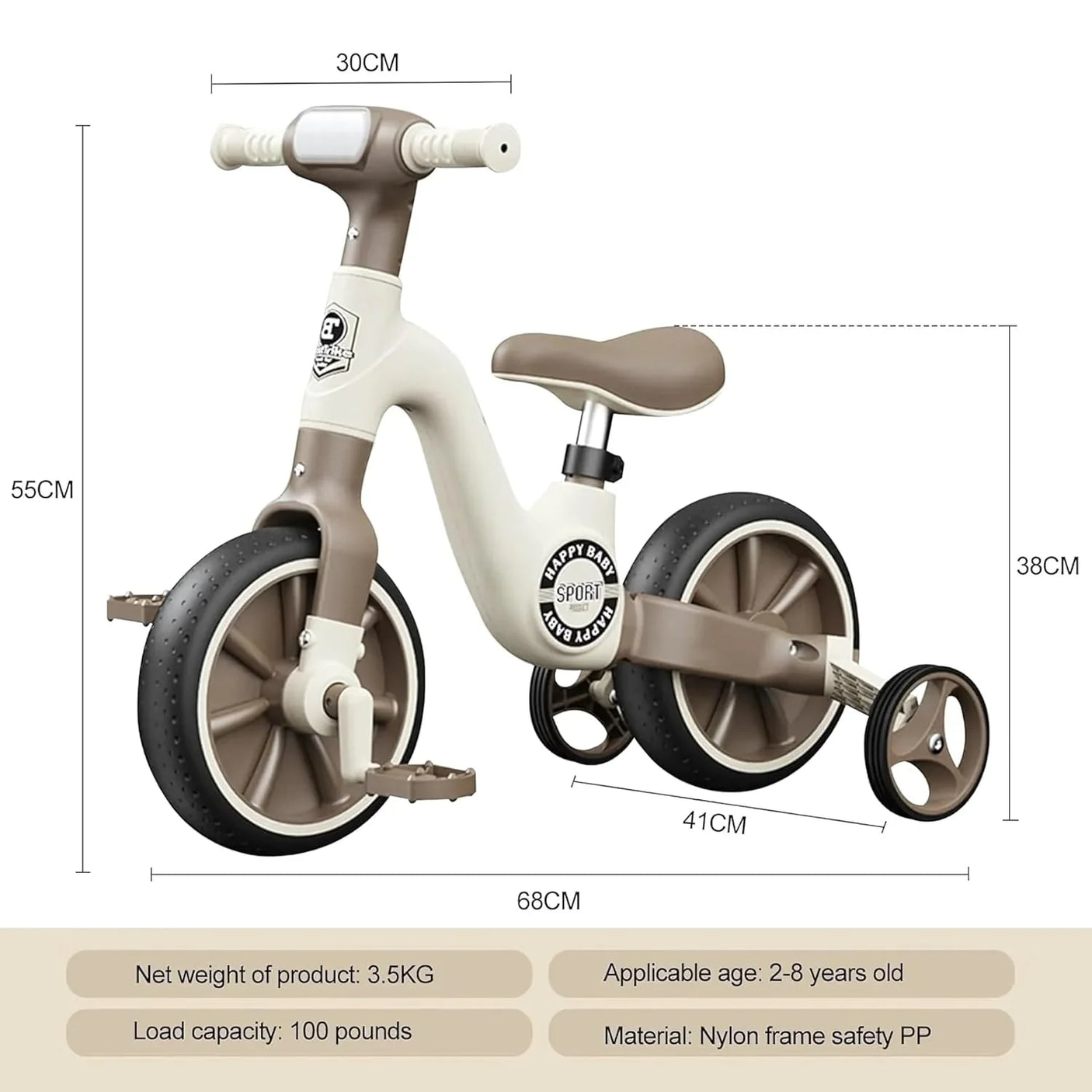 Kids Smart 3-in-1 Tricycle With Light & Music