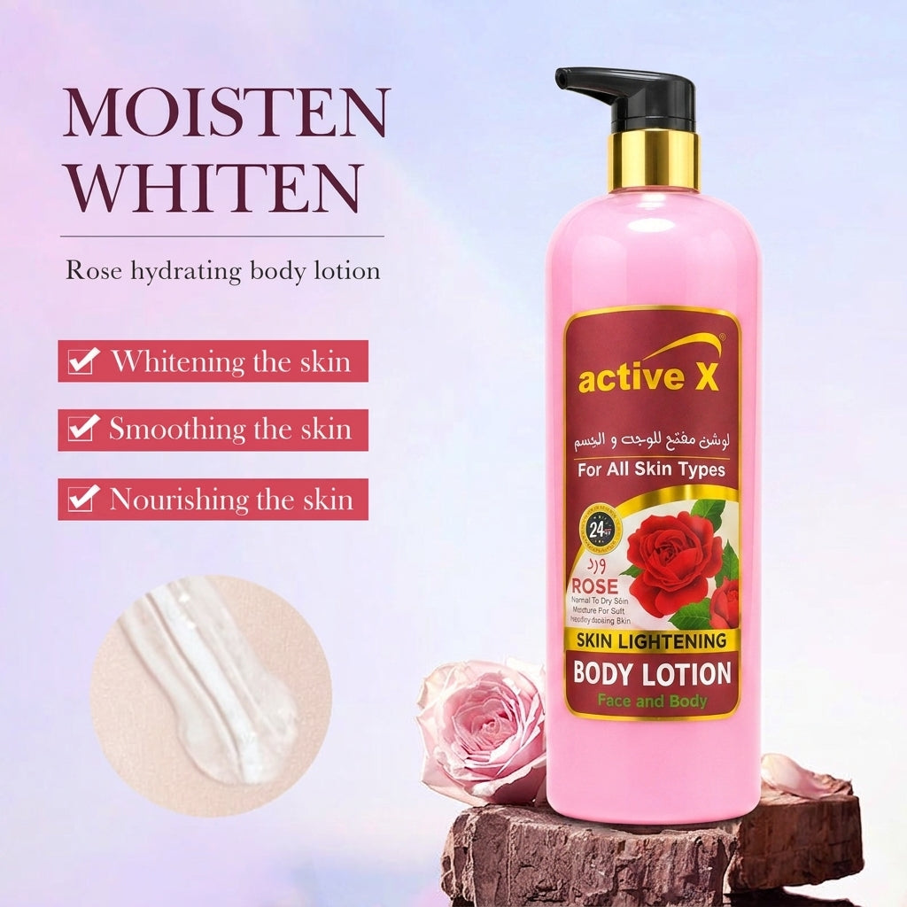 Active X Rose Skin Brightening Face & Body Lotion - 1000ml