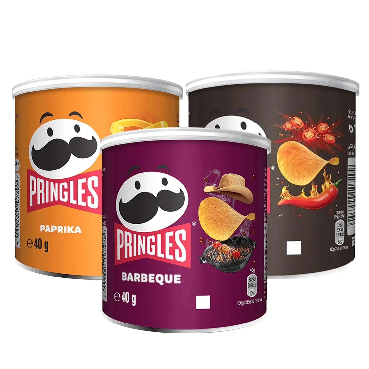 Pringles Paprika + Barbeque + Hot & Spicy - 40g × 3Pcs (Offer)